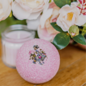 Rose scented natural bath bomb